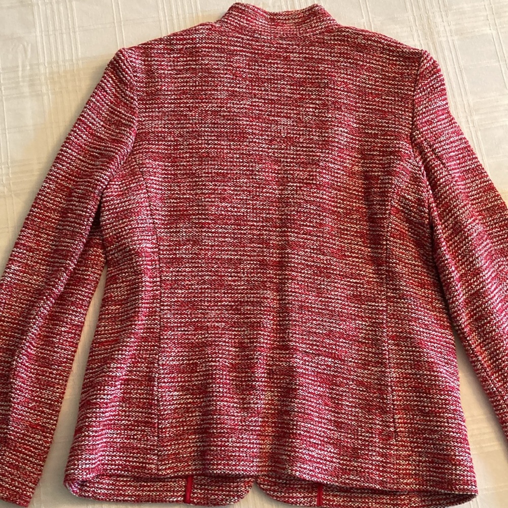 Talbots red black and white sweater jacket. - Picture 2 of 5